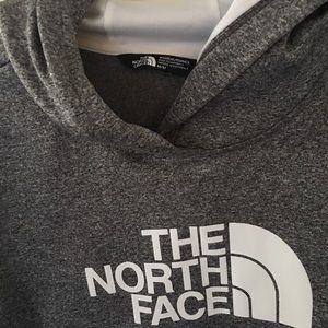Grey and white womens north face hoodie
